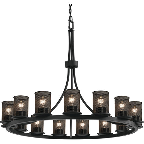 Wire Mesh 15 Light 42 inch Matte Black Chandelier Ceiling Light, Cylinder