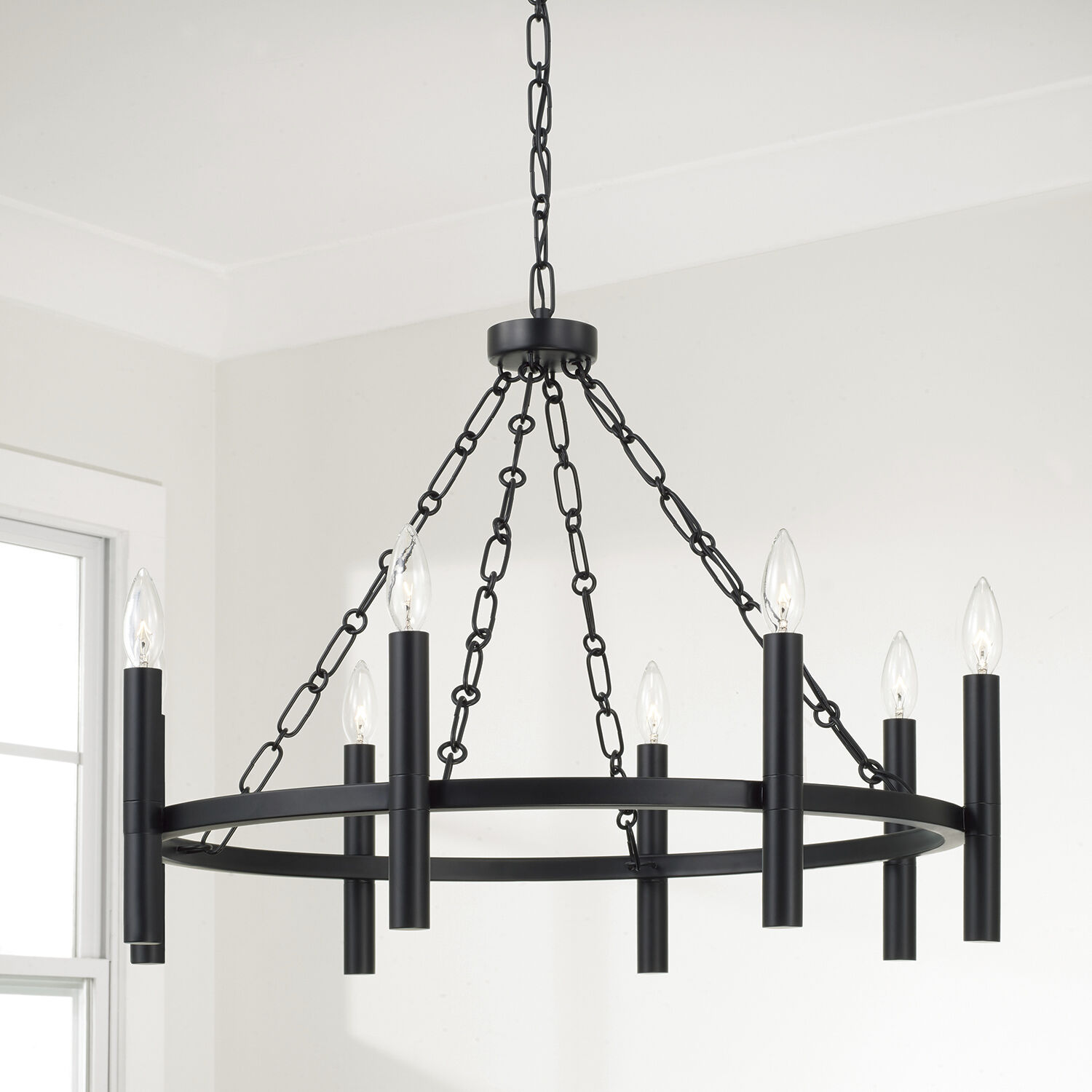 Winton 8 Light 28 inch Matte Black Chandelier Ceiling Light