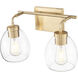 Dawes 2 Light 16 inch Brass Vanity Wall Light