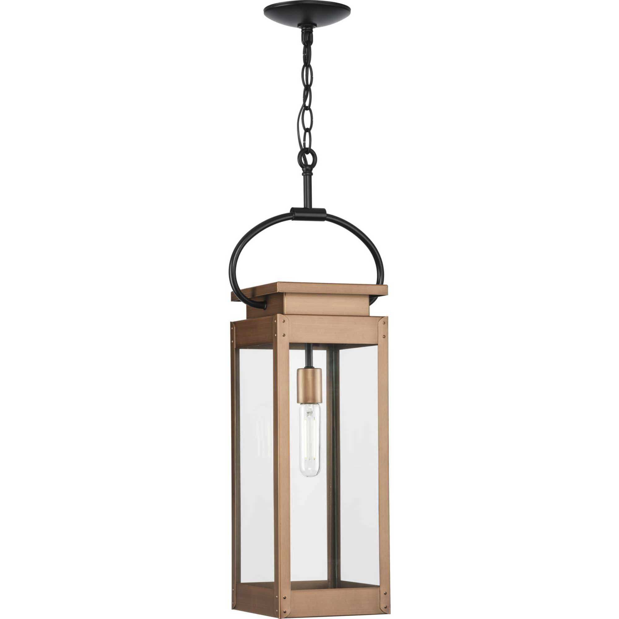 Union Square 1 Light 7 inch Antique Copper Hanging Lantern Ceiling Light, Design Series
