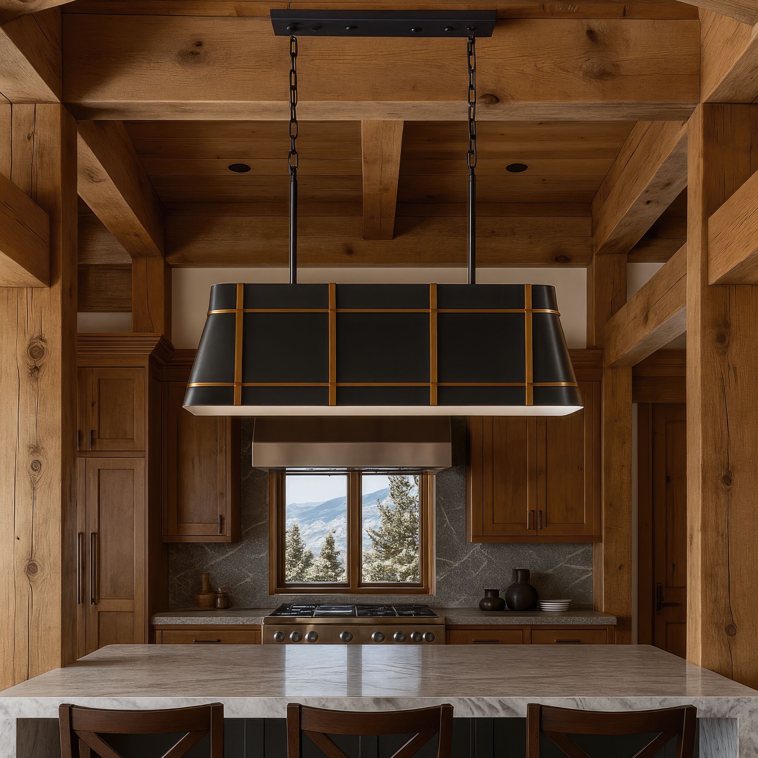 Brasserie 4 Light 42 inch Blackened Zinc and Heritage Bronze Linear Pendant Ceiling Light