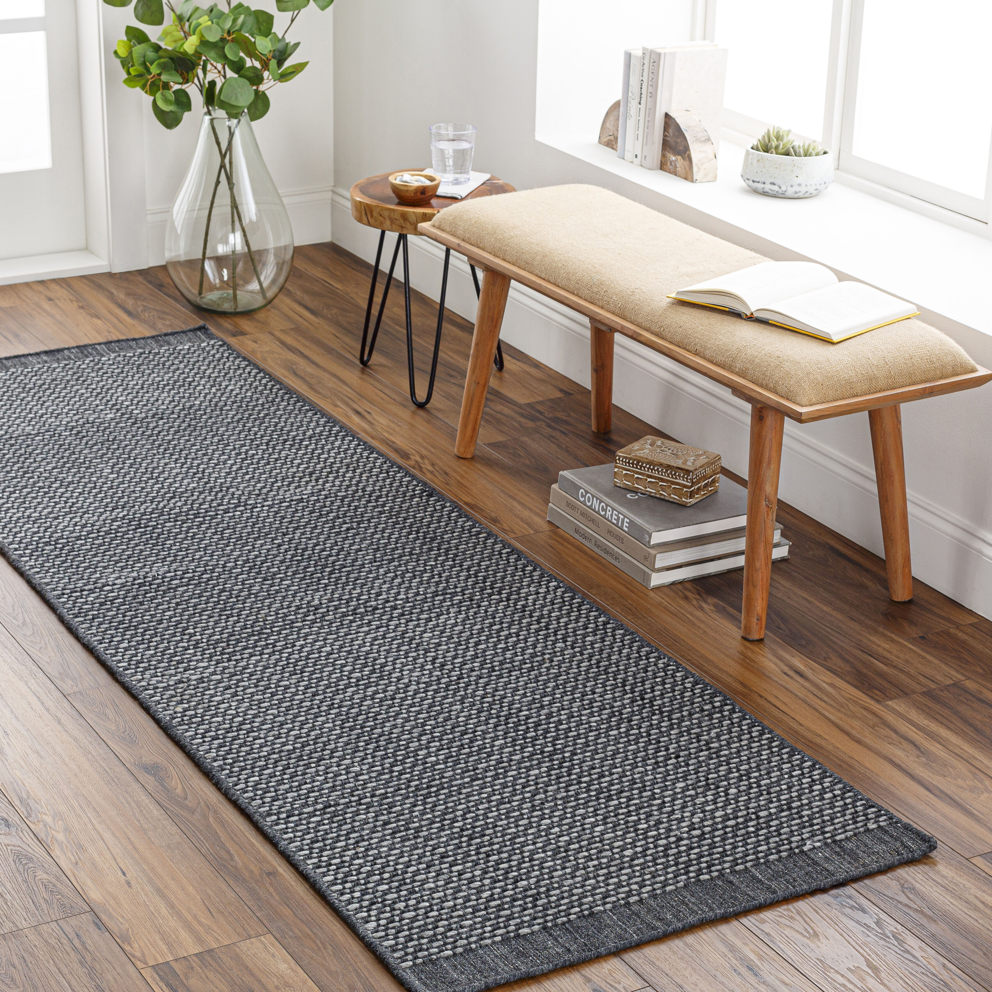 Sycamore 96 X 30 inch Dark Grey Rug, Runner