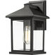 Portland 1 Light 14 inch Black Outdoor Wall Light in Clear Beveled Glass, 4.94