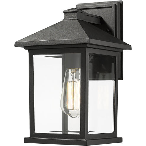 Portland 1 Light 14 inch Black Outdoor Wall Light in Clear Beveled Glass, 4.94