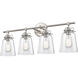 Amberose 4 Light 31.25 inch Brushed Nickel Vanity Light Wall Light