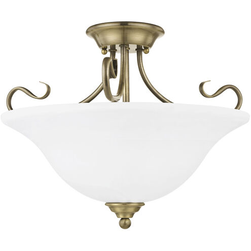 Coronado 3 Light 19 inch Antique Brass Semi-Flush Mount Ceiling Light