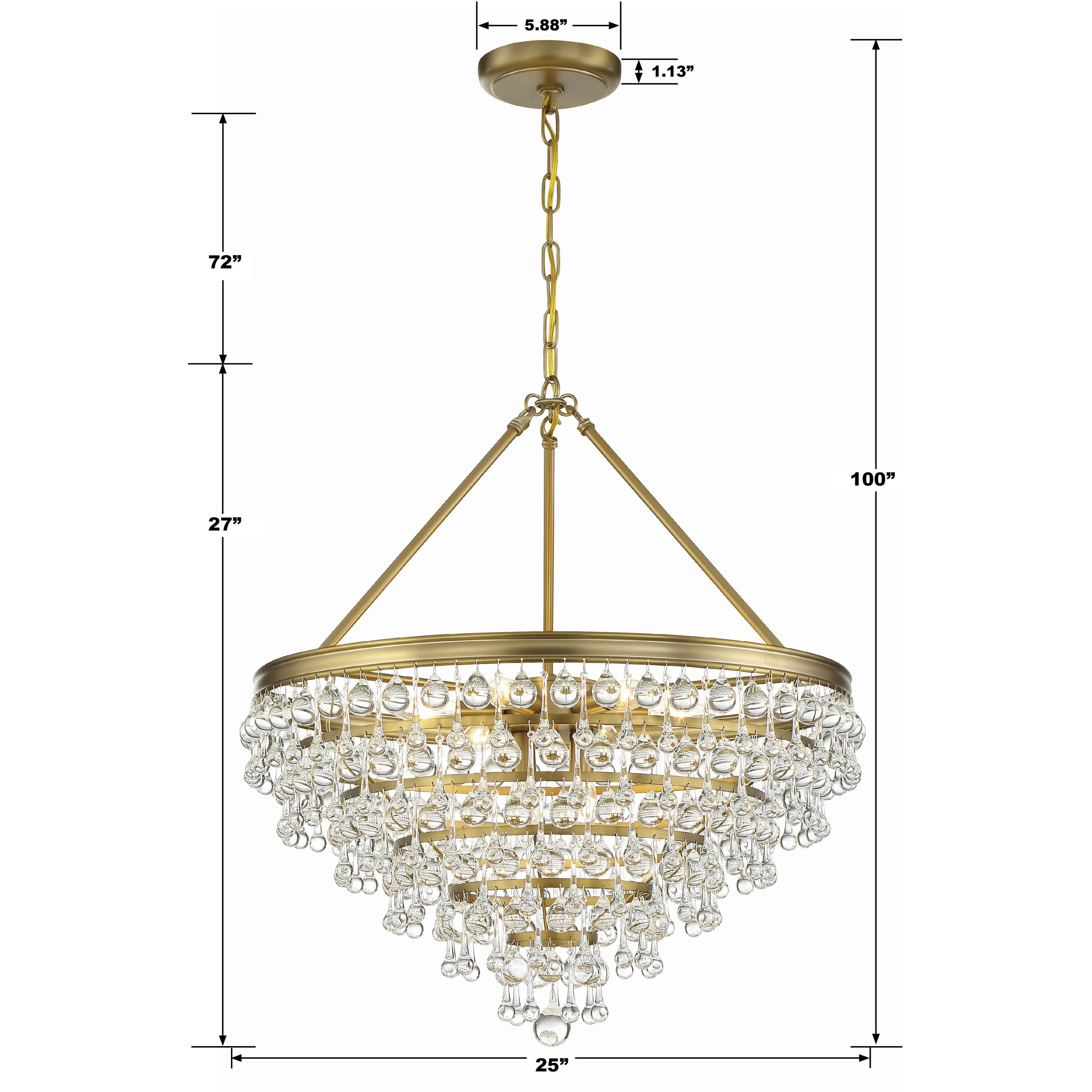 Calypso 8 Light 25 inch Vibrant Gold Chandelier Ceiling Light