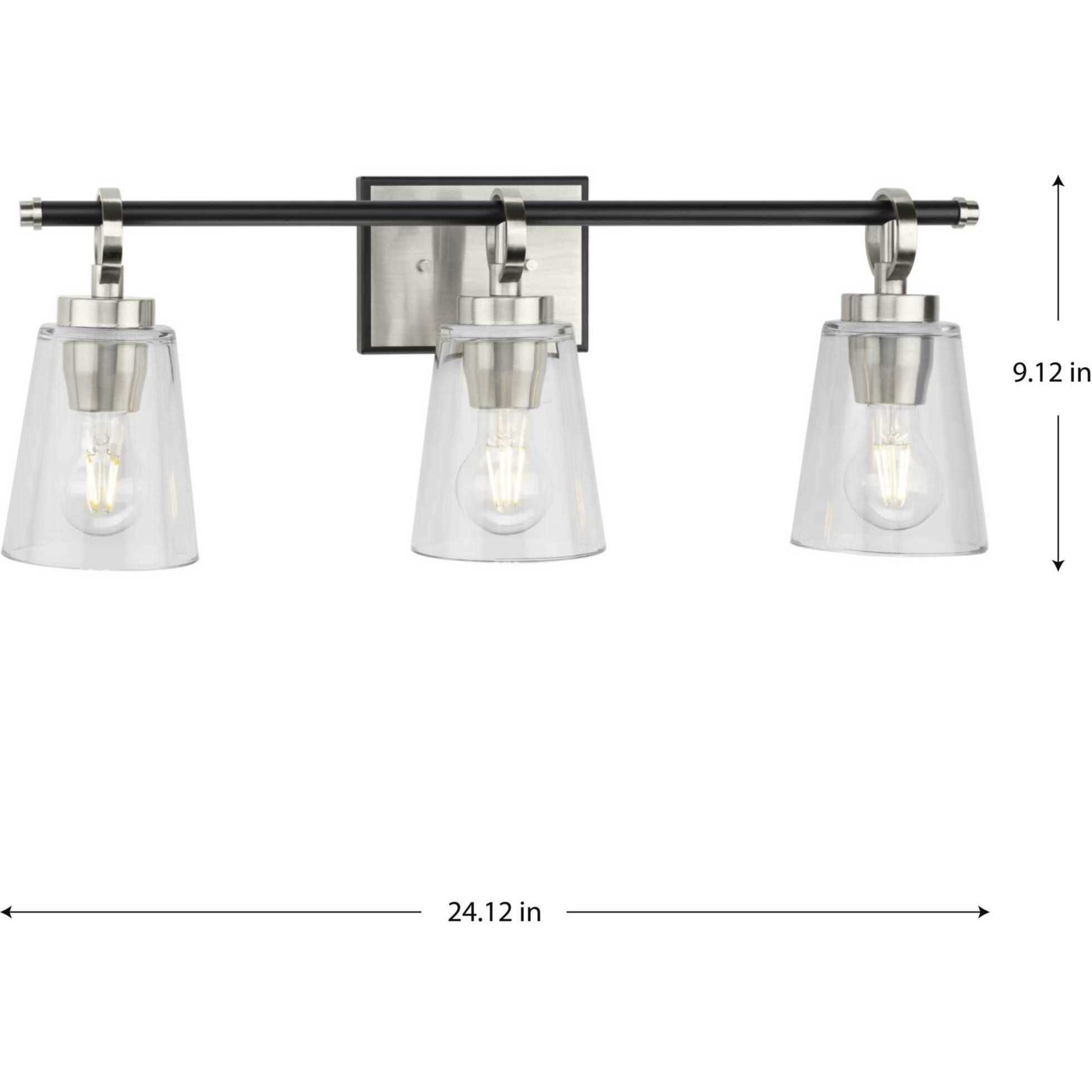 Cassell 3 Light 24.12 inch Brushed Nickel Bathroom Vanity Light Wall Light