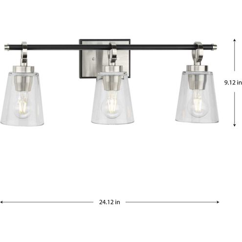 Cassell 3 Light 24.12 inch Brushed Nickel Bathroom Vanity Light Wall Light