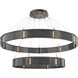 Parallel LED Flat Bronze Chandelier Ceiling Light, Two-Tier Ring