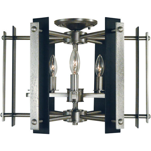 Bucolic 5 Light 18 inch Brushed Brass with Matte Black Semi-Flush Mount Ceiling Light