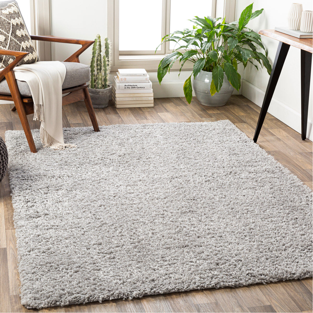 California Shag 87 X 63 inch Medium Gray Rugs in 5 x 8, Rectangle
