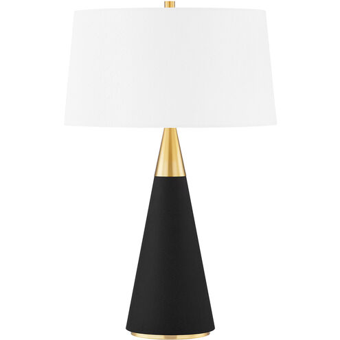Jen 24.5 inch 15.00 watt Aged Brass and Black Linen Table Lamp Portable Light