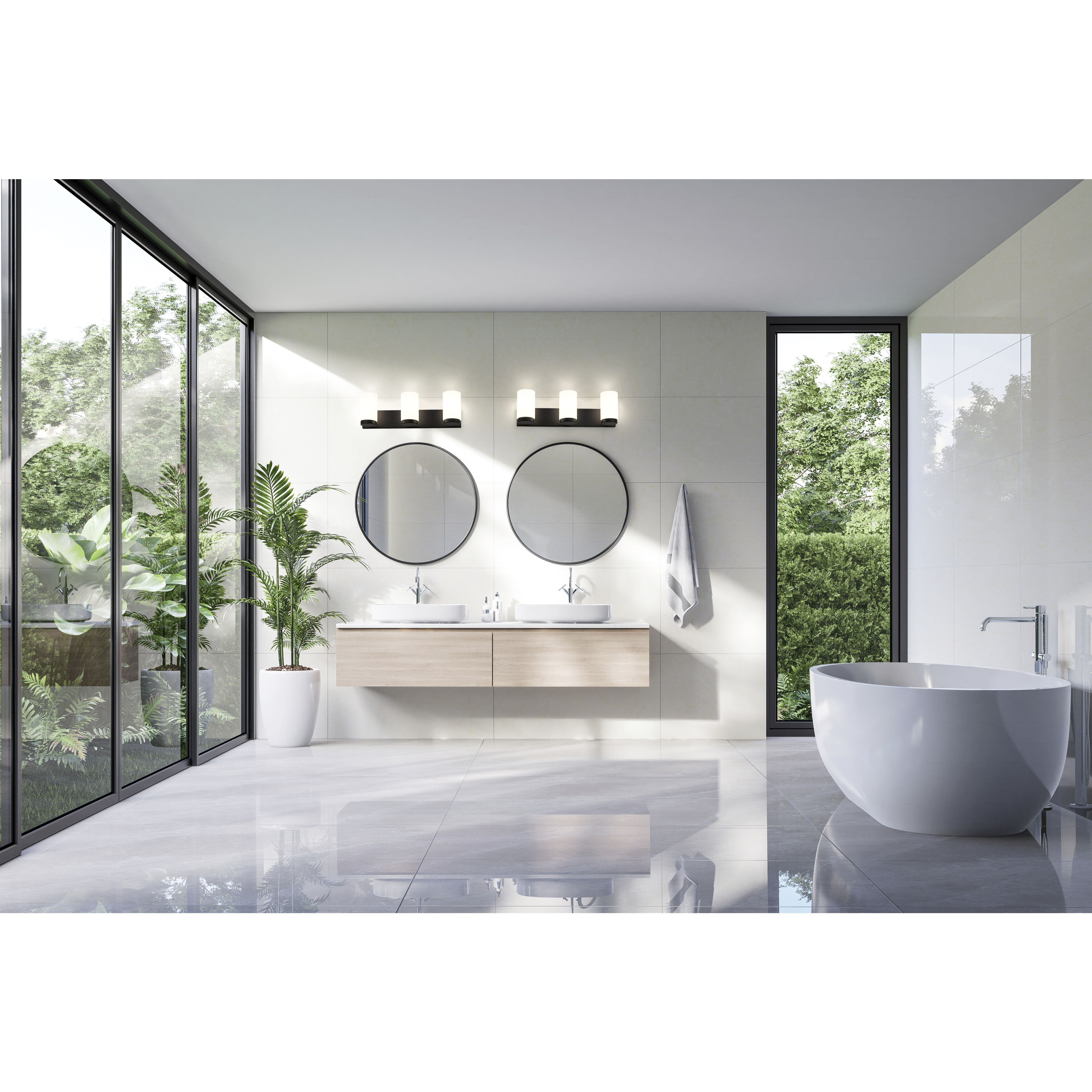 Burk 3 Light 22.5 inch Matte Black Bath Vanity Light Wall Light