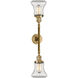Franklin Restoration Bellmont 2 Light 17 inch Brushed Brass Bath Vanity Light Wall Light in Clear Glass, Franklin Restoration