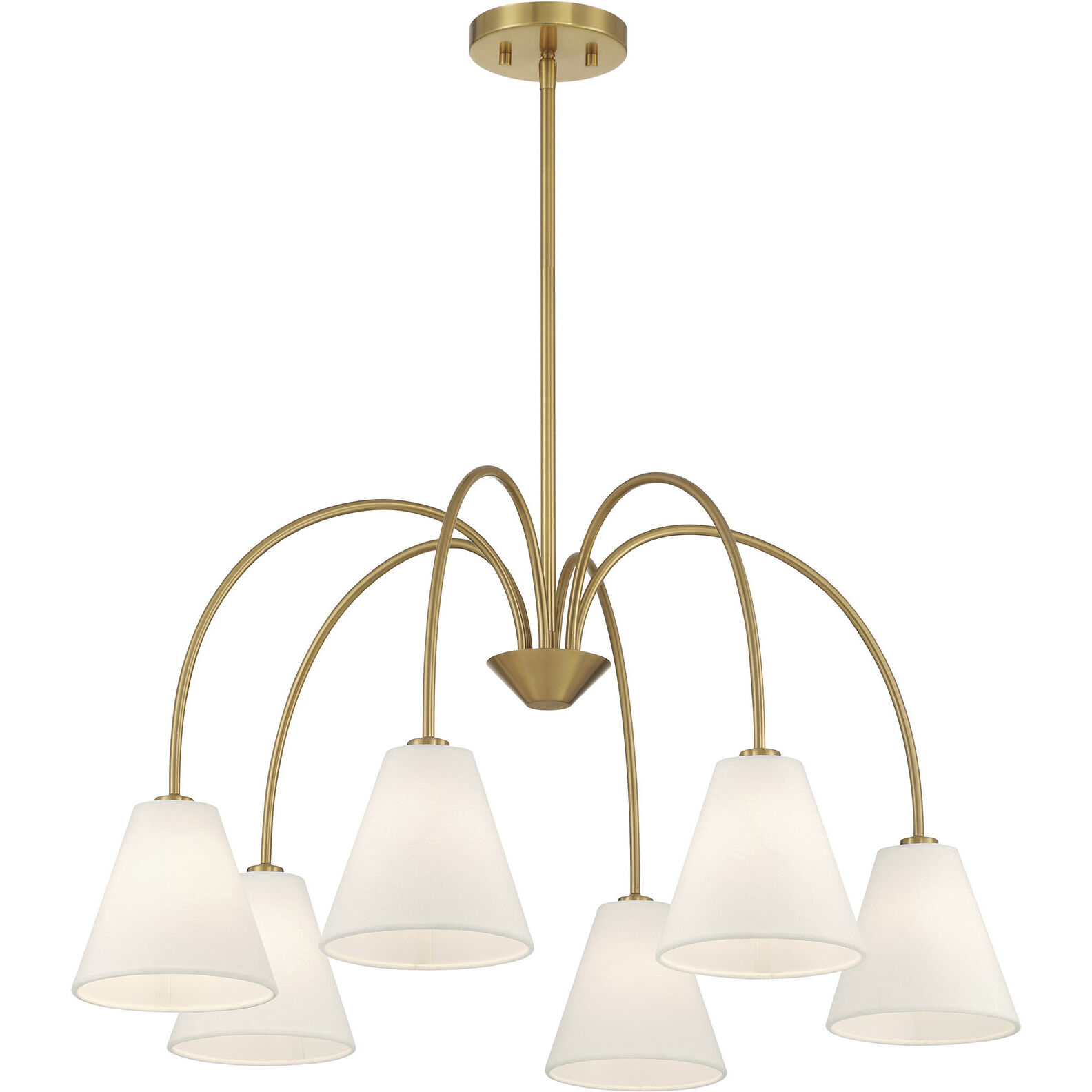 Modern 6 Light 30 inch Natural Brass Chandelier Ceiling Light
