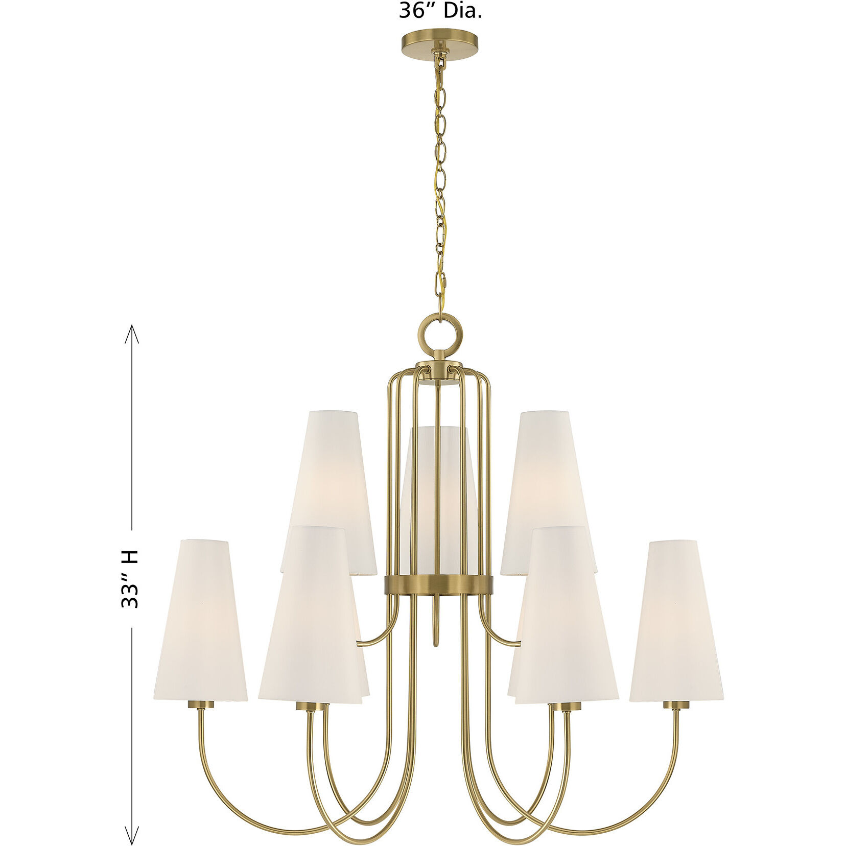 Wilkes 9 Light 36 inch Warm Brass Chandelier Ceiling Light