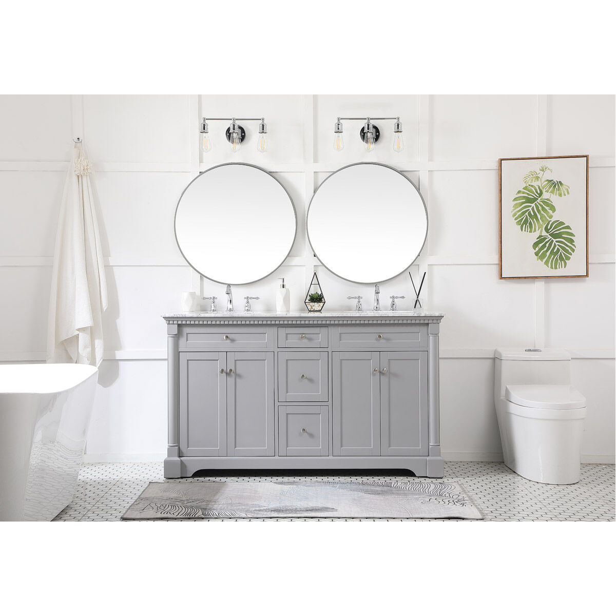 Clarence 60 X 22 X 35 inch Grey Vanity Sink Set