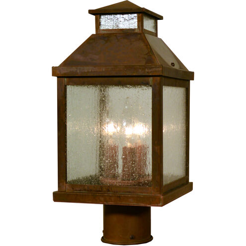 Canterbury 3 Light 12 inch Antique Brass Post Mount in Cream