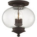 Harbor 3 Light 11 inch Bronze Semi-Flush Mount Ceiling Light
