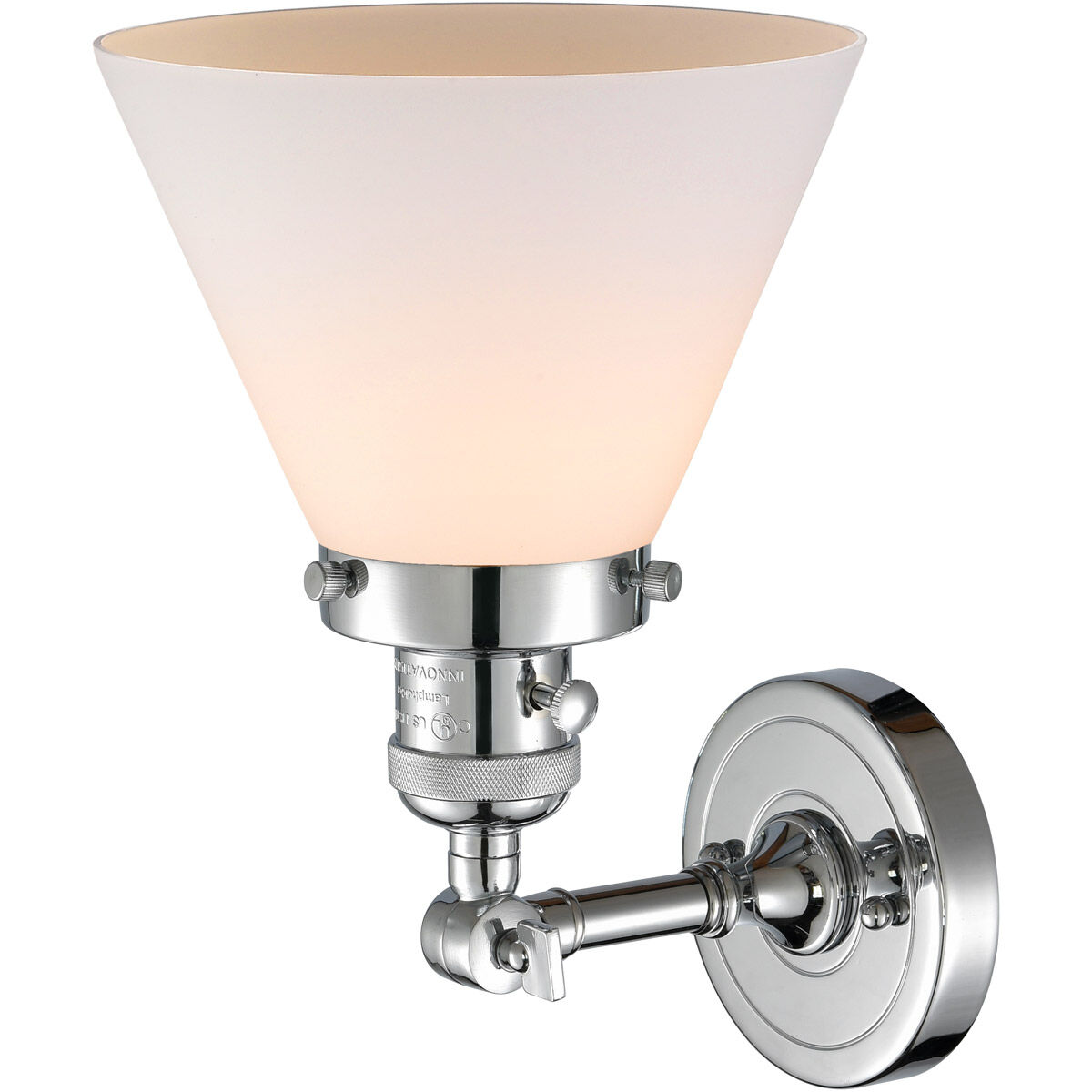 Franklin Restoration Large Cone LED 8 inch Polished Chrome Sconce Wall Light, Franklin Restoration