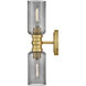 Naomi 2 Light 5.75 inch Lacquered Brass Bath Light Wall Light in Smoked Glass