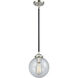 Nouveau Beacon LED 8 inch Black Polished Nickel Mini Pendant Ceiling Light in Clear, Nouveau
