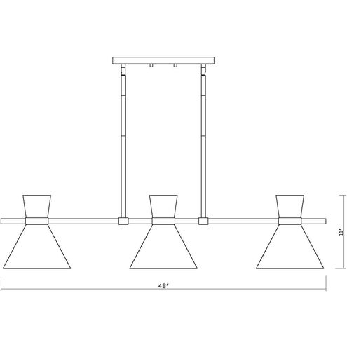 Soriano 6 Light 48 inch Matte Black and Heritage Brass Linear Chandelier Ceiling Light