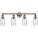 Clymer 4 Light 30.88 inch Antique Copper Bath Vanity Light Wall Light in Seedy Glass