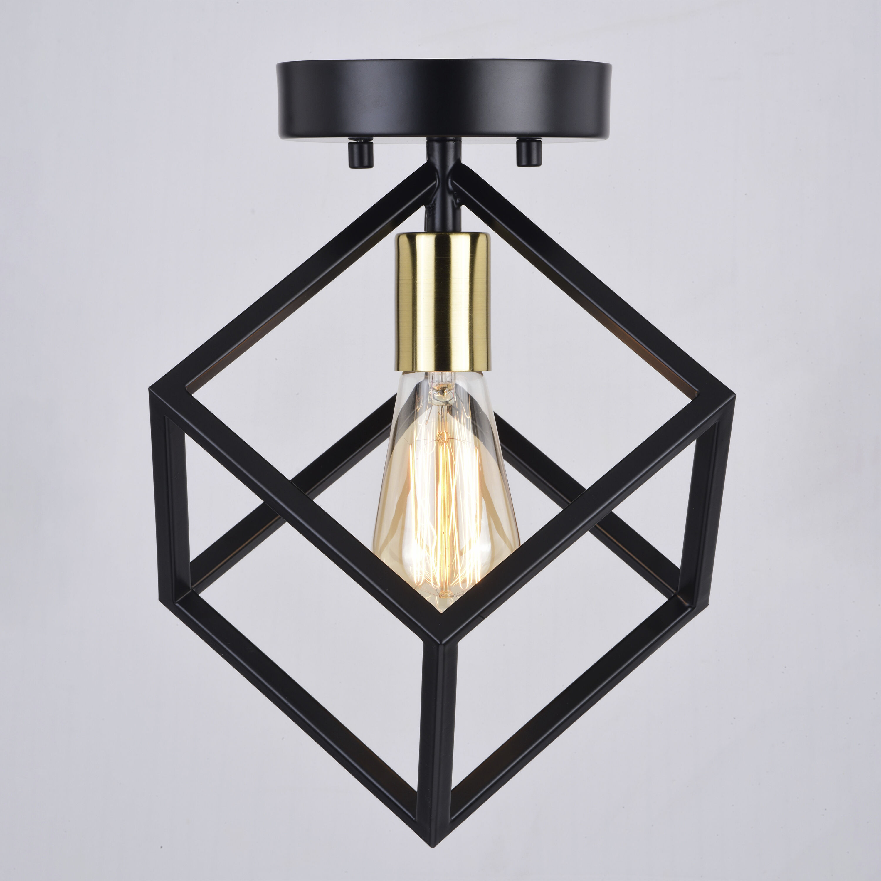 Deering LED 10.25 inch Matte Black and Satin Brass Flush Mount Ceiling Light