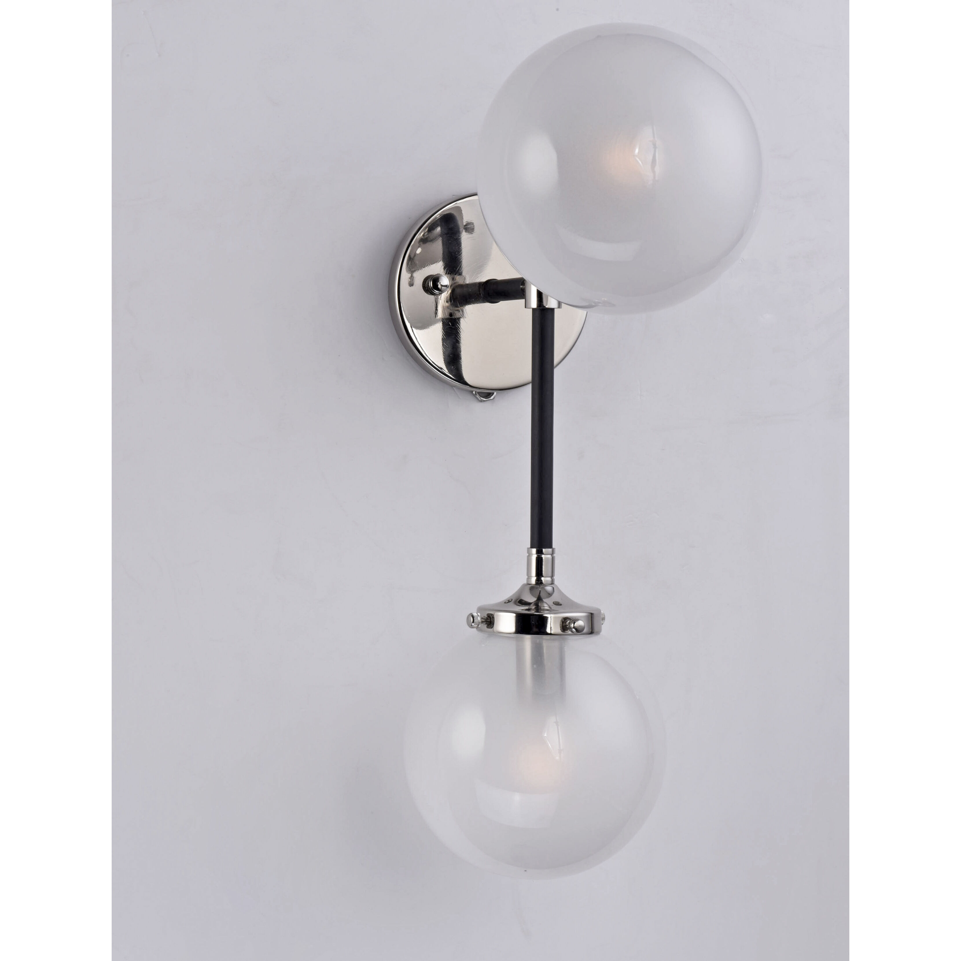 Atom 2 Light 6 inch Black/Polished Nickel Wall Sconce Wall Light