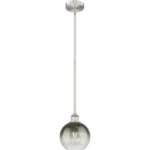 Edison Brookhaven Globe 1 Light 7.88 inch Brushed Satin Nickel Mini Pendant Ceiling Light in Slate Glass