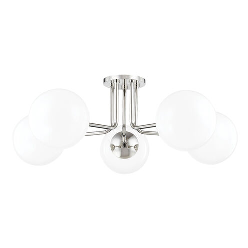 Stella 5 Light 30 inch Polished Nickel Semi Flush Ceiling Light