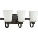 Neighborhood Grace 3 Light 21 inch Espresso Vanity Light Wall Light in White Frosted Glass, Jeremiah