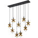Portinatx 9 Light 40 inch Satin Black with Hammered Gold Linear Chandelier Ceiling Light