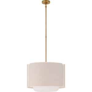kate spade new york Eyre LED 21 inch Soft Brass and Soft White Glass Hanging Shade Ceiling Light in Natural Linen with Cream Trim, Medium