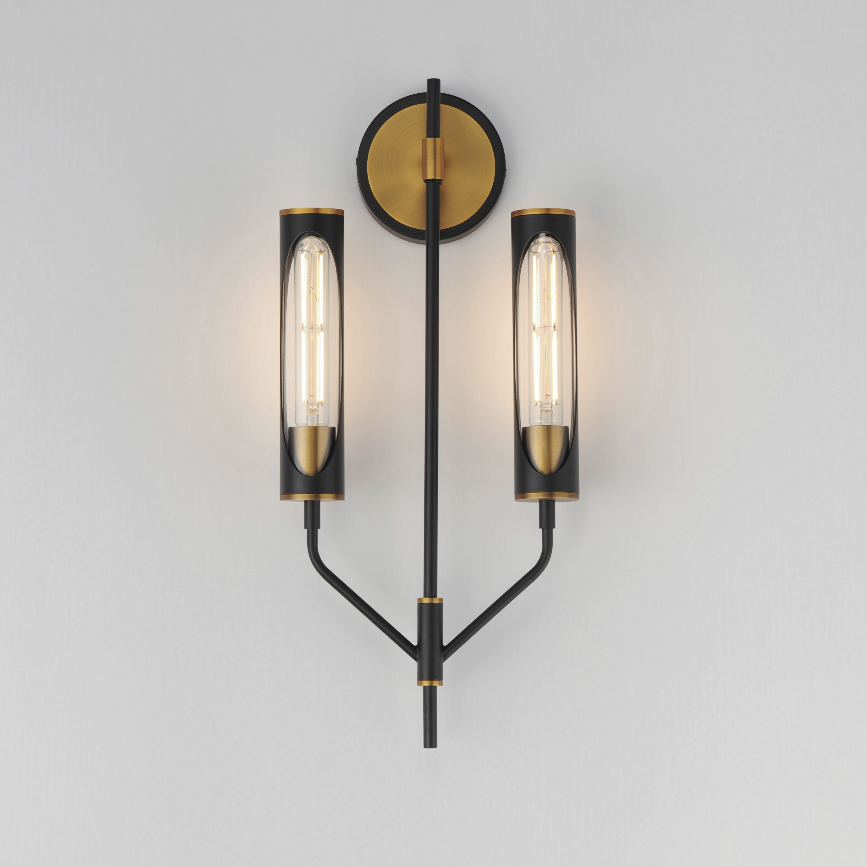 Regent Wall Sconce Wall Light in Black and Antique Brass