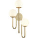 Caroline 3 Light 13.25 inch Brushed Gold Sconce Wall Light, Left