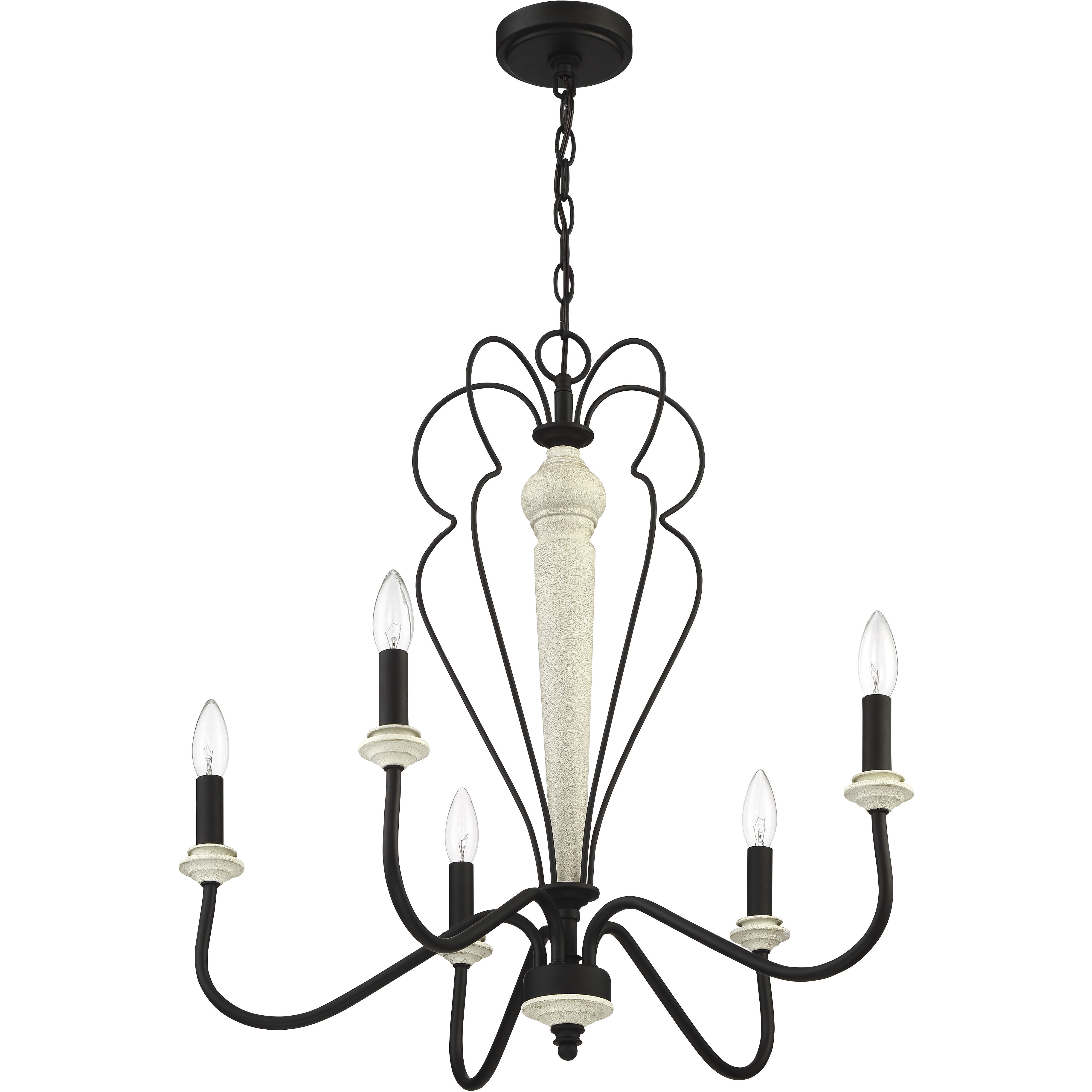 Anna 5 Light 25.5 inch Cottage White/Espresso Chandelier Ceiling Light