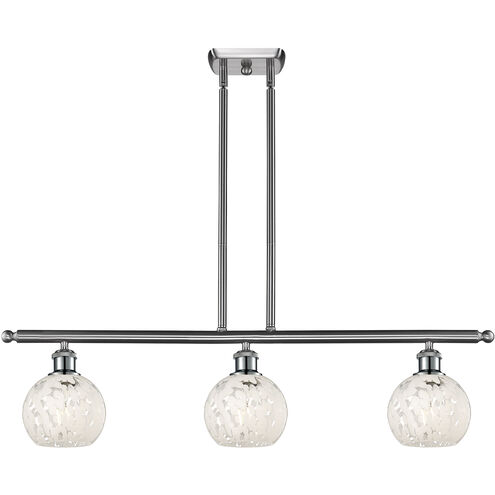 Ballston White Mouchette 3 Light 36 inch Brushed Satin Nickel Stem Hung Island Light Ceiling Light
