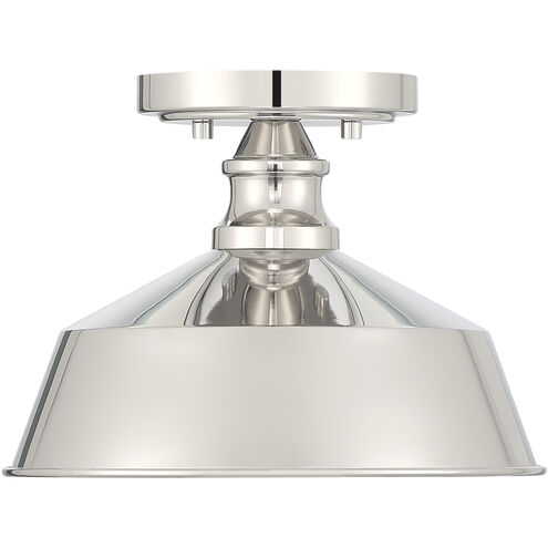 Vintage 1 Light 10 inch Polished Nickel Semi-Flush Ceiling Light