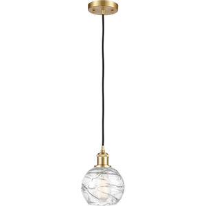 Ballston Small Deco Swirl LED 6 inch Satin Gold Mini Pendant Ceiling Light in Black Textured, Ballston