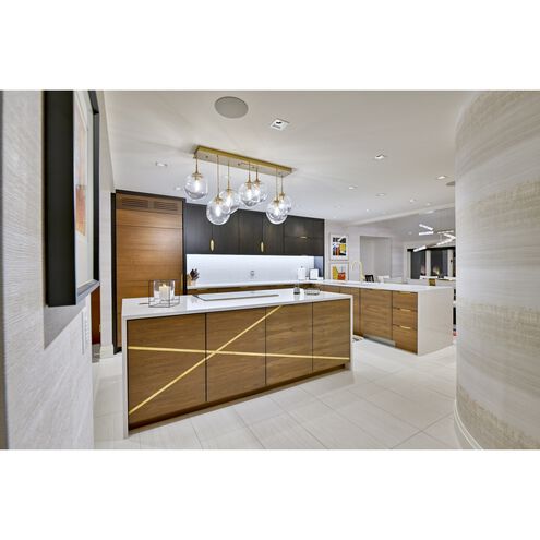 Aster LED LED Beige Silver Linear Pendant Ceiling Light in 3000K LED, Metallic Beige Silver, Geo Inner - Smoke Outer, Multi-Port