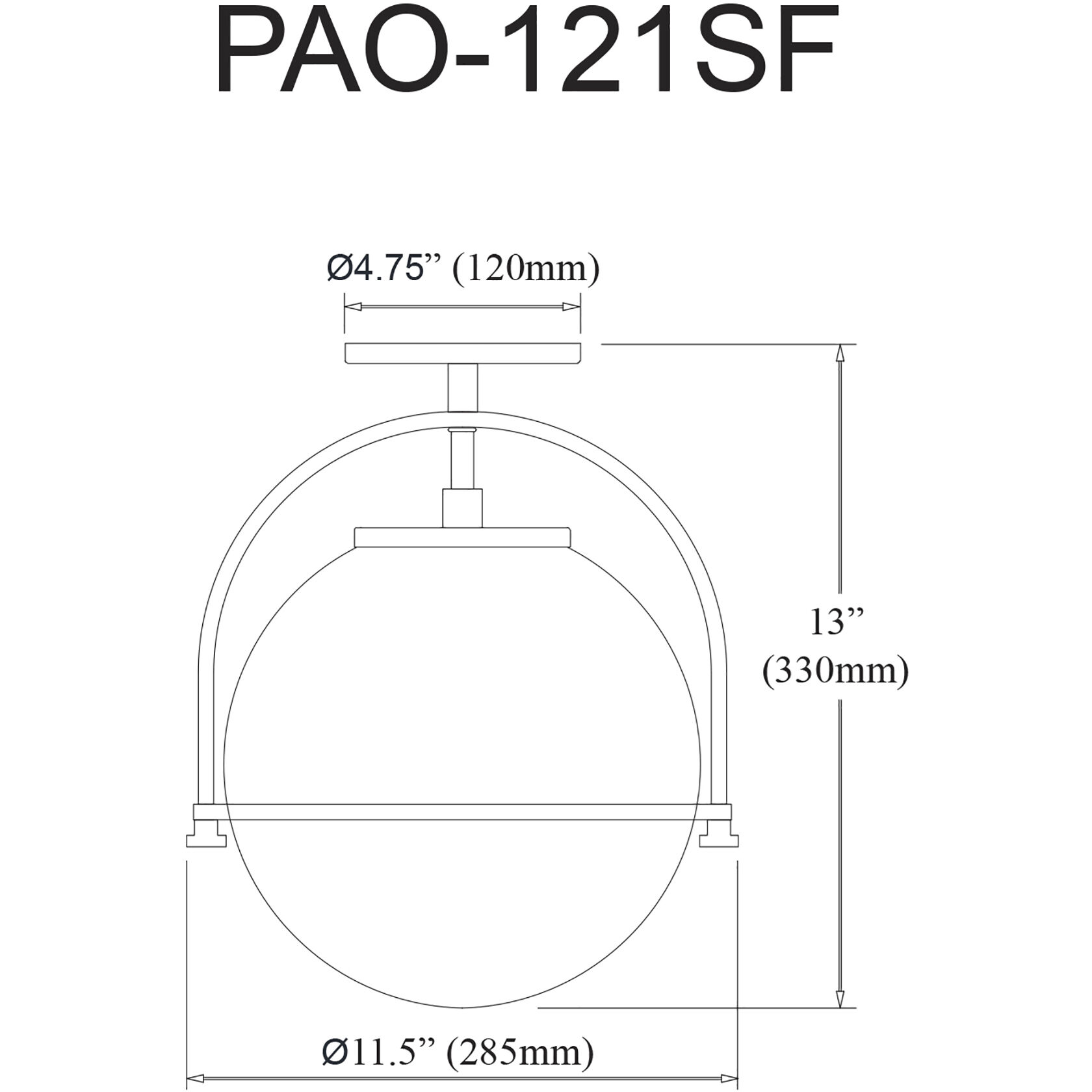 Paola 1 Light 11.5 inch Aged Brass Semi-Flush Mount Ceiling Light