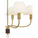 Amber Lewis Griffin LED 31 inch Hand-Rubbed Antique Brass and Saddle Leather Chandelier Ceiling Light