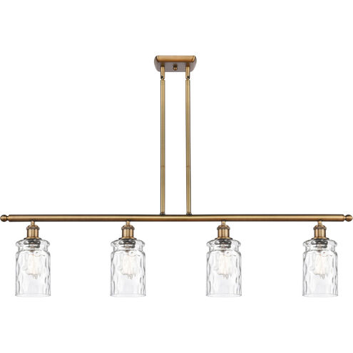 Ballston Candor 4 Light 48 inch Brushed Brass Island Light Ceiling Light in Clear Waterglass, Ballston