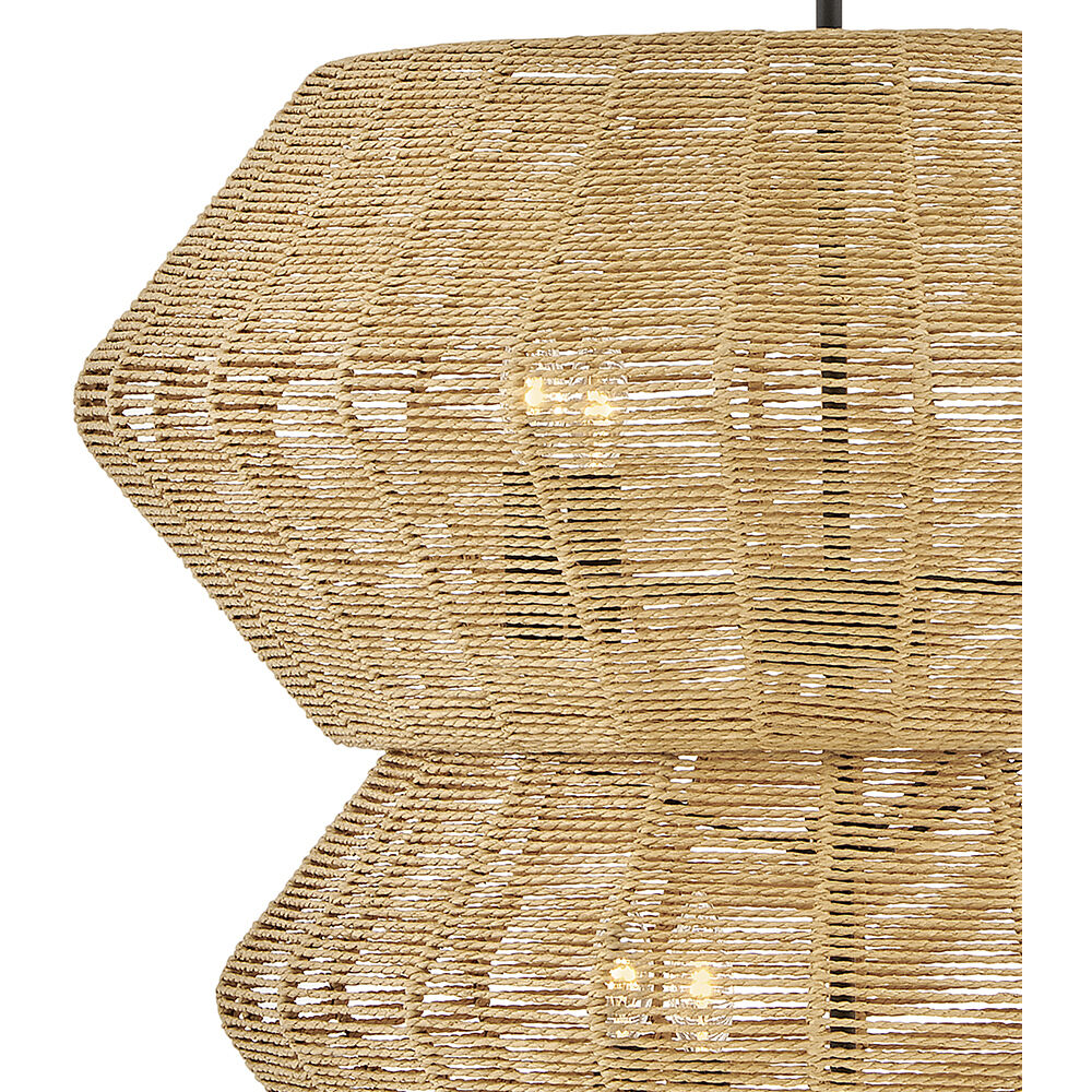 Lisa McDennon Luca 10 Light 27.75 inch Black / Camel Rattan Chandelier Ceiling Light, Multi Tier