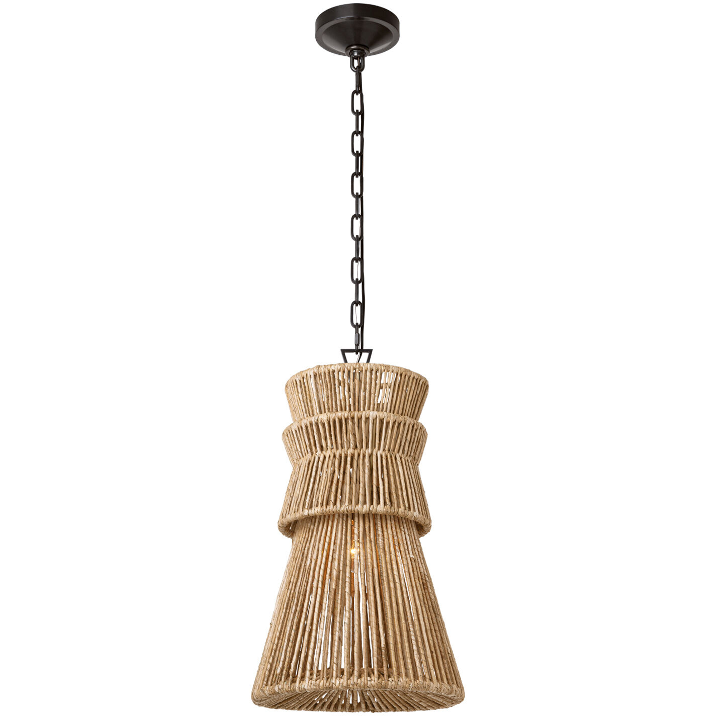 Chapman & Myers Antigua LED 13 inch Bronze and Natural Abaca Pendant Ceiling Light