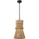 Chapman & Myers Antigua LED 13 inch Bronze and Natural Abaca Pendant Ceiling Light
