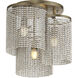 Fontaine 3 Light 16 inch Golden Silver Flush Mount Ceiling Light